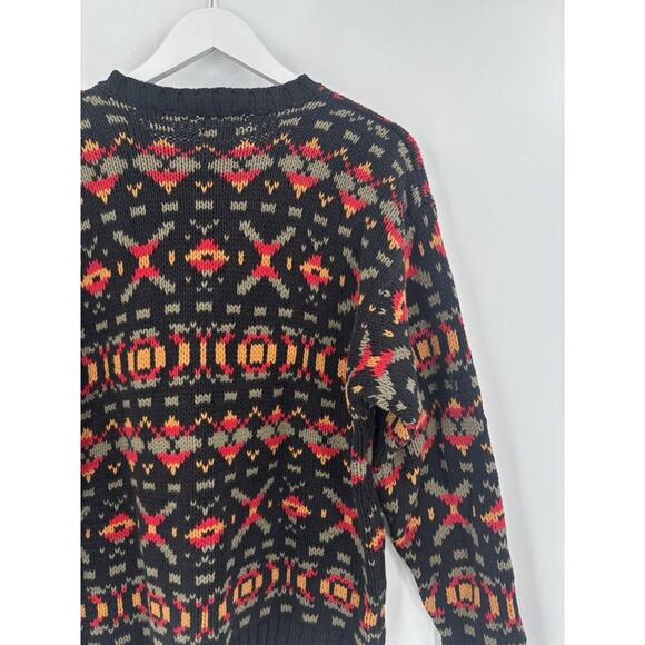 Gap Vintage Sweater Womens Medium Black Striped Retro Pullover Crewneck X's - Picture 11 of 16